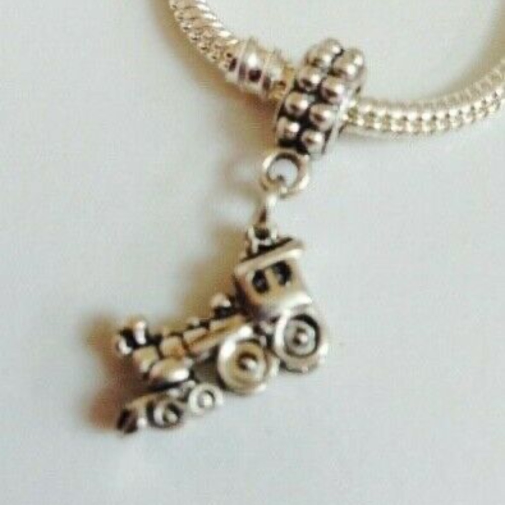 "TRAIN"Sterling Silver Plated Dangling Charm Bead For European Style Bracelets
